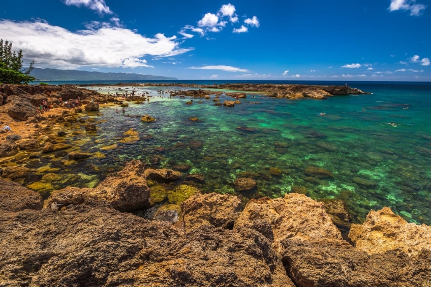 Turquoise waters of Pupukea Beach Park in Oahu